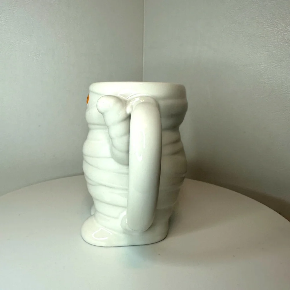 White Stoneware Halloween Holiday Mummy Mug Cup by Hyde and Eek